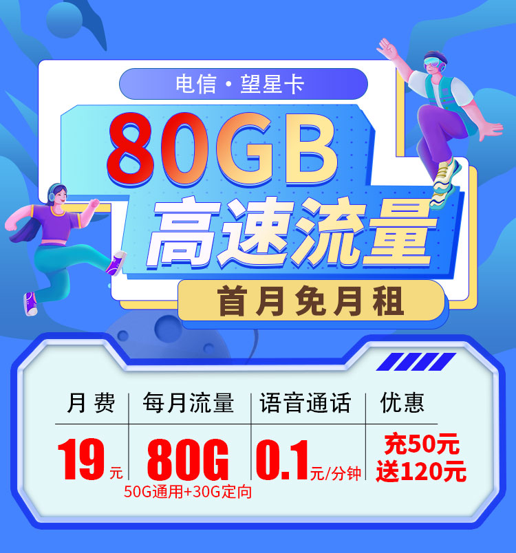 电信望星卡19元80G